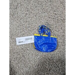 IKEA Knolig Mini Zipper Coin Keychain Bag Tote Key Holder Blue